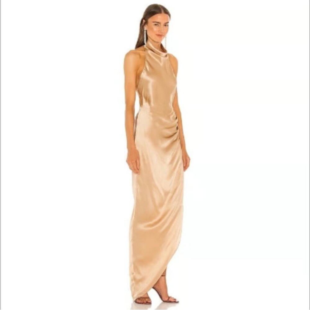 Elegant Gold Halter Maxi Dress